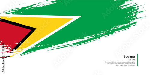 Creative hand drawing brush flag of Guyana country for special independence day