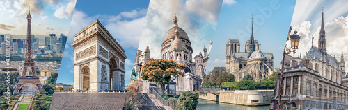 Canvas Print Paris famous landmarks collage