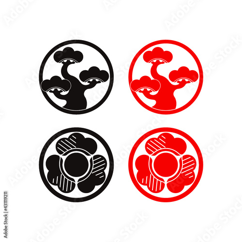 Japanese kamon tree symbols