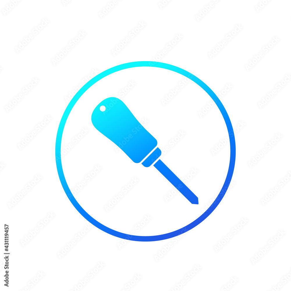screwdriver icon in circle, vector screwdriver icon in circle, vector