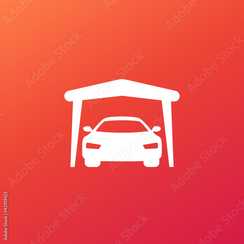 Portable garage icon with auto