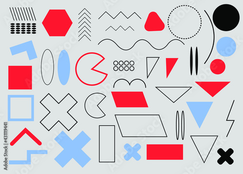 retro memphis style objects set for your designs. Vector illustration