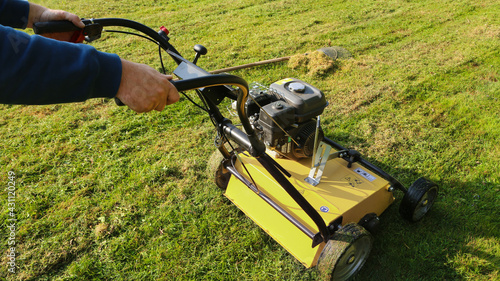 scarifier la pelouse avec une machine thermique photo