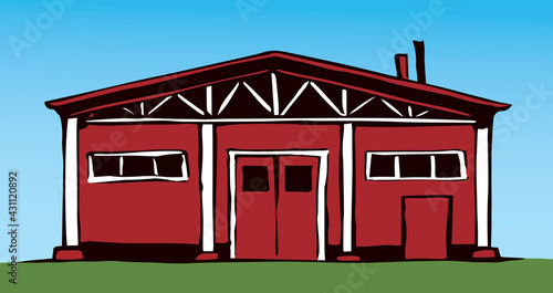 Entrance to the barn. Vector drawing