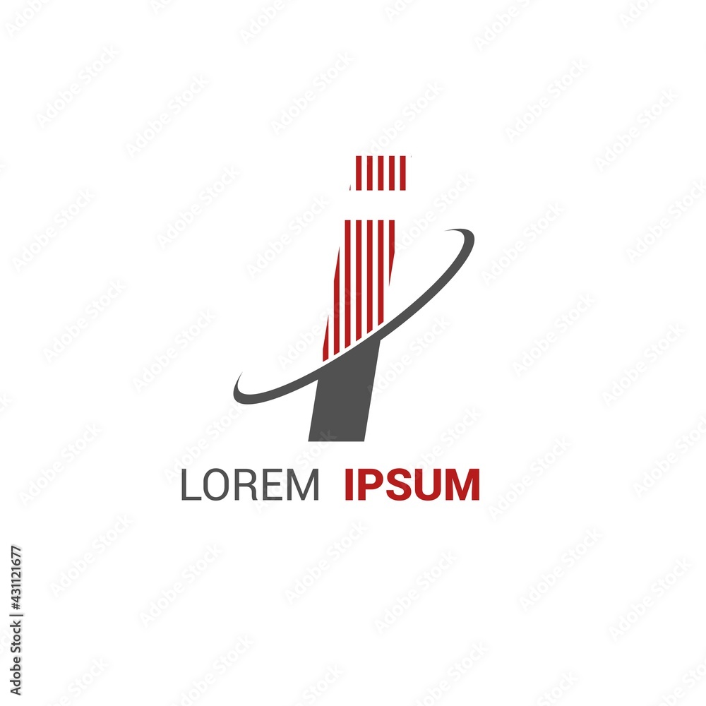 Obraz premium alphabet logo template with red stripes lines and swoosh orbit ring