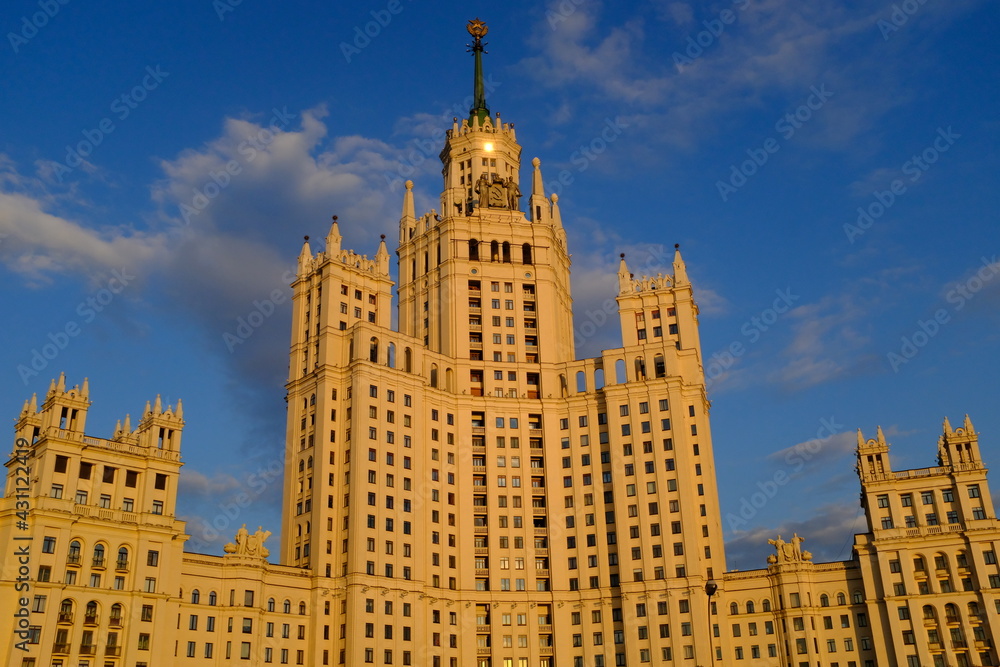 High-rise building on the embankment in Moscow