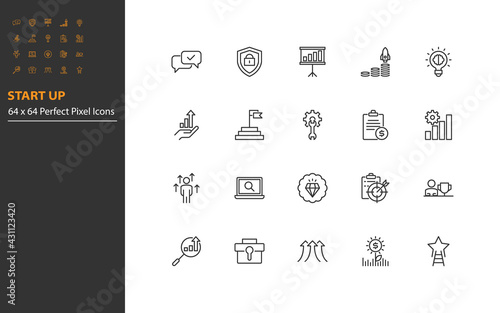 set of start up thin line icons, business