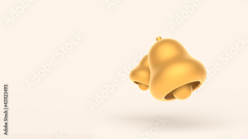 3d simple gold notification bells banner template isolated on pastel background. Hight quality 3D illustration.