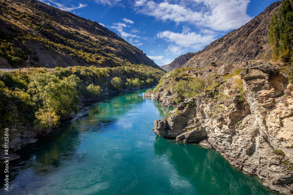Old gold mining area of Ripponvale by the Kawarau River in New Zealand Old gold mining area of Ripponvale by the Kawarau River in New Zealand