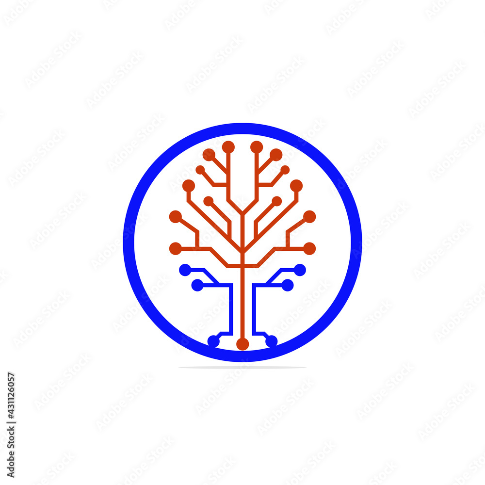 Digital Tree vector logo design. Technology logo template design vector. Digital Tree vector logo design. Technology logo template design vector.