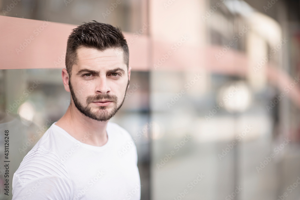 Close-up portrait of young bearded man Close-up portrait of young bearded man