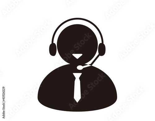 ヘッドセットを付けたテレフォンオペレーターのベクターイラスト　男性