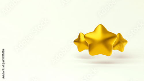 Rang stars simple gold web banner template 3d illustration on light pastel background for rang, rating, achievements. Minimal concept. 3d rendering isolated.