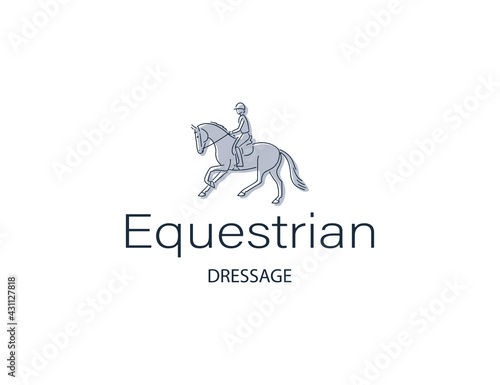 Design logo, equestrian sport training horseback ride. Vector isolated Illustration