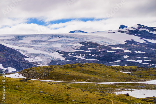 Mountains with ice glacier. Road Sognefjellet, Norway © anetlanda