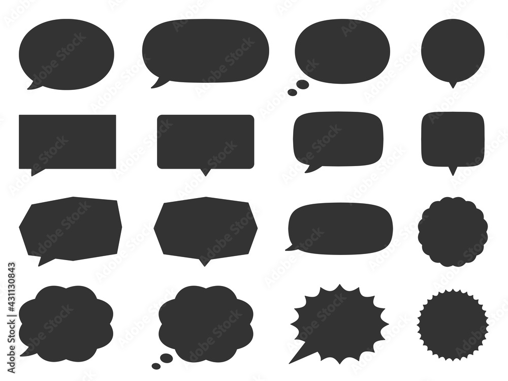 吹き出しイラスト アイコンセット シルエット Stock Vector Adobe Stock