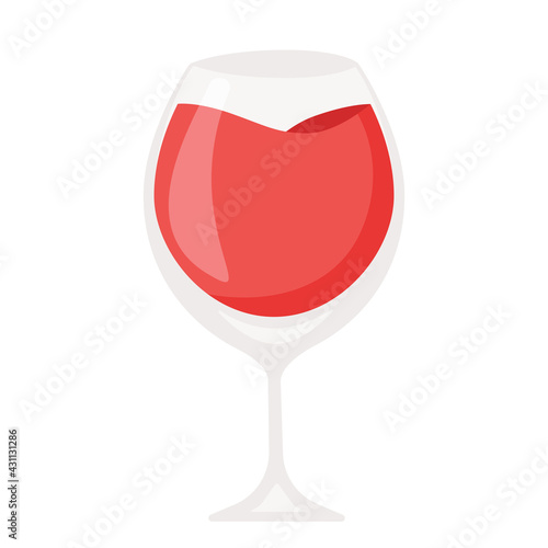 Cartoon vector illustration isolated object red champagne wine glass