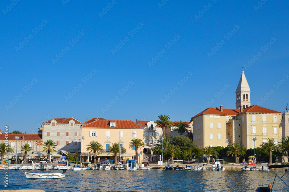 custom made wallpaper toronto digitalIsland of Brac, Croatia, 08/28/2017. The waterfront of Supetar, a village on an island in the Adriatic Sea.