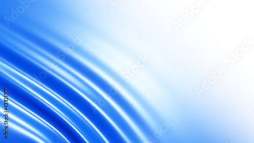 Abstract blue white background with copy space  3D render shiny waves illustration.