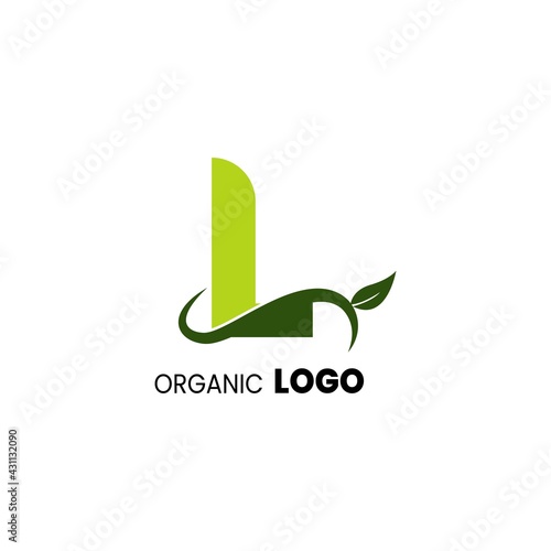 alphabet capital logo. Creative design concept green color with organic plant