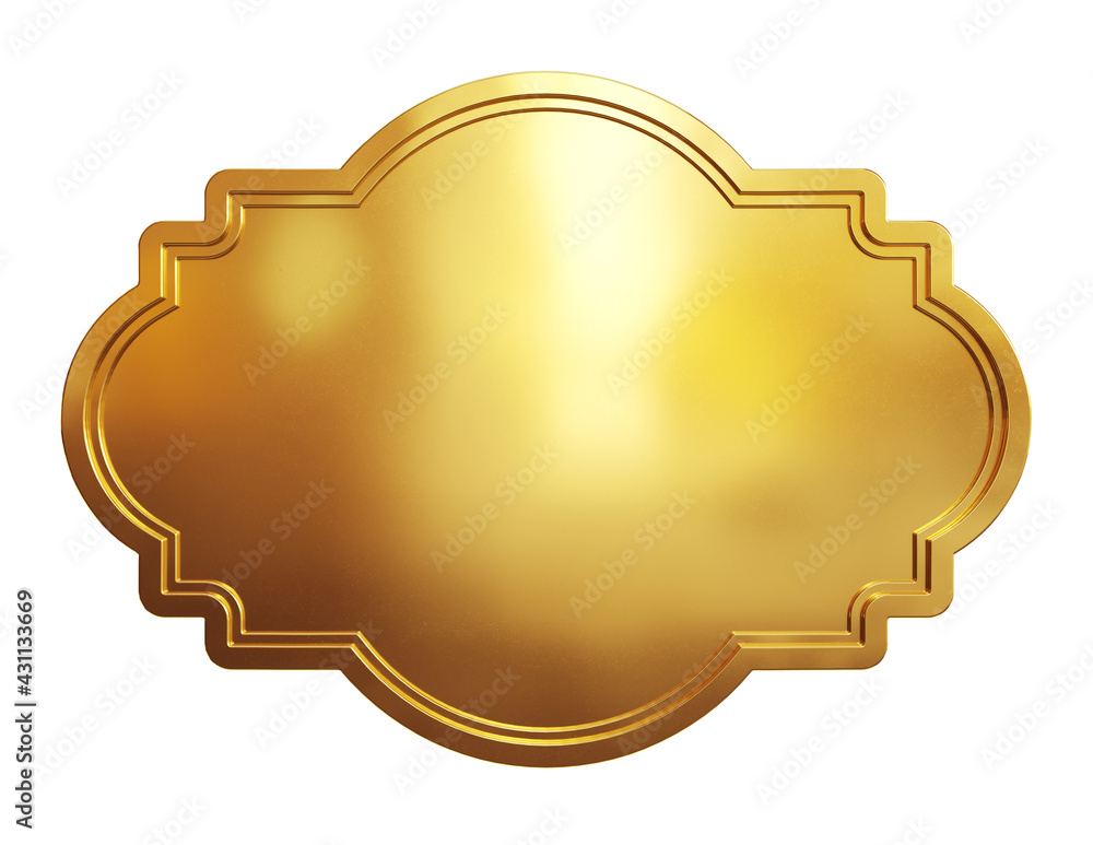 Empty golden plate isolated with clipping path. 3d illustration Empty golden plate isolated with clipping path. 3d illustration