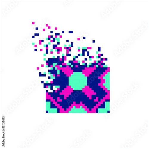 Digital Pixel dispersed filled rectangle, illustration for graphic design