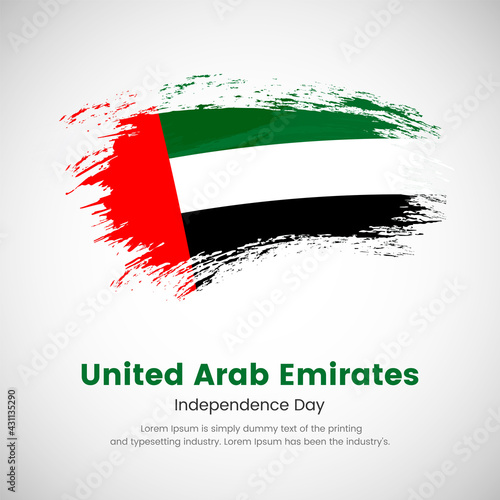 Independence day of United Arab Emirates. Abstract creative painted grunge brush flag background.