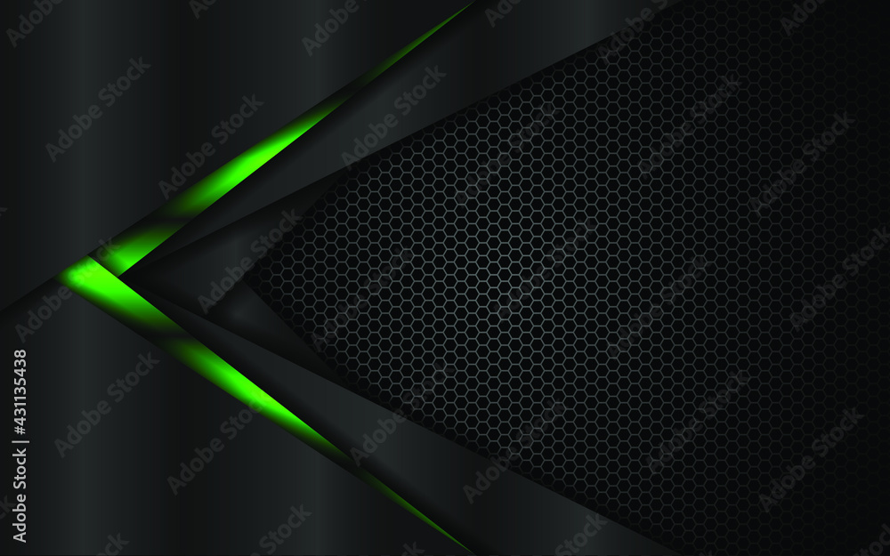 Dark steel mesh abstract background with green glowing lines with space for design. Modern technology innovation concept background Dark steel mesh abstract background with green glowing lines with space for design. Modern technology innovation concept background
