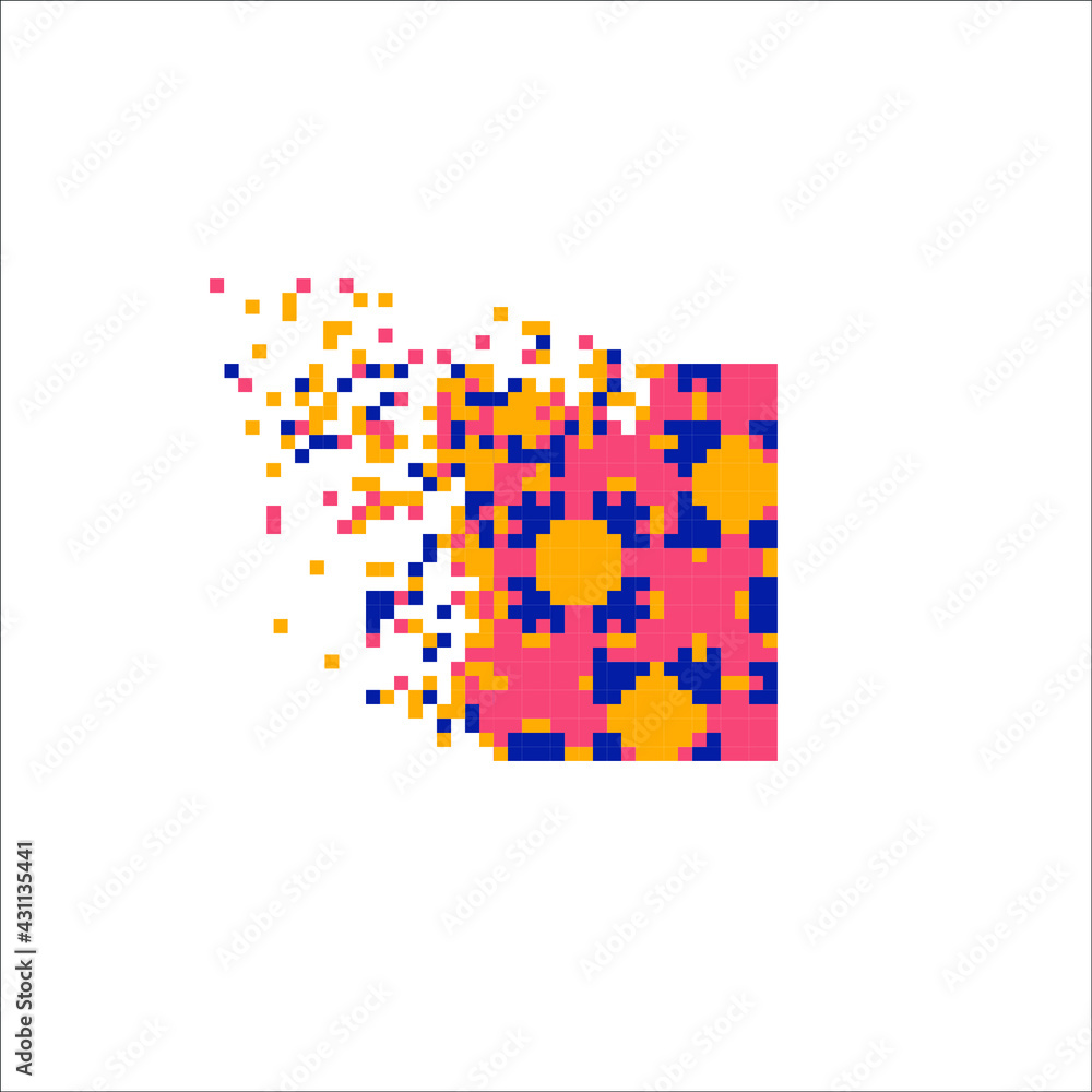 Rectangle tile disintegration into pixels, illustration for graphic design Rectangle tile disintegration into pixels, illustration for graphic design