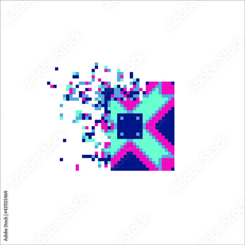 Digital Pixel dispersed filled rectangle, illustration for graphic design
