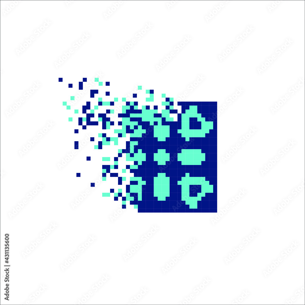 Vector Pixel tile with disintegration effect, illustration for graphic design Vector Pixel tile with disintegration effect, illustration for graphic design