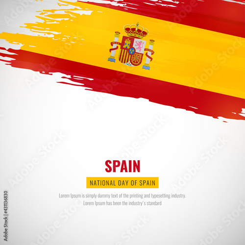 Happy national day of Spain with brush style watercolor country flag background