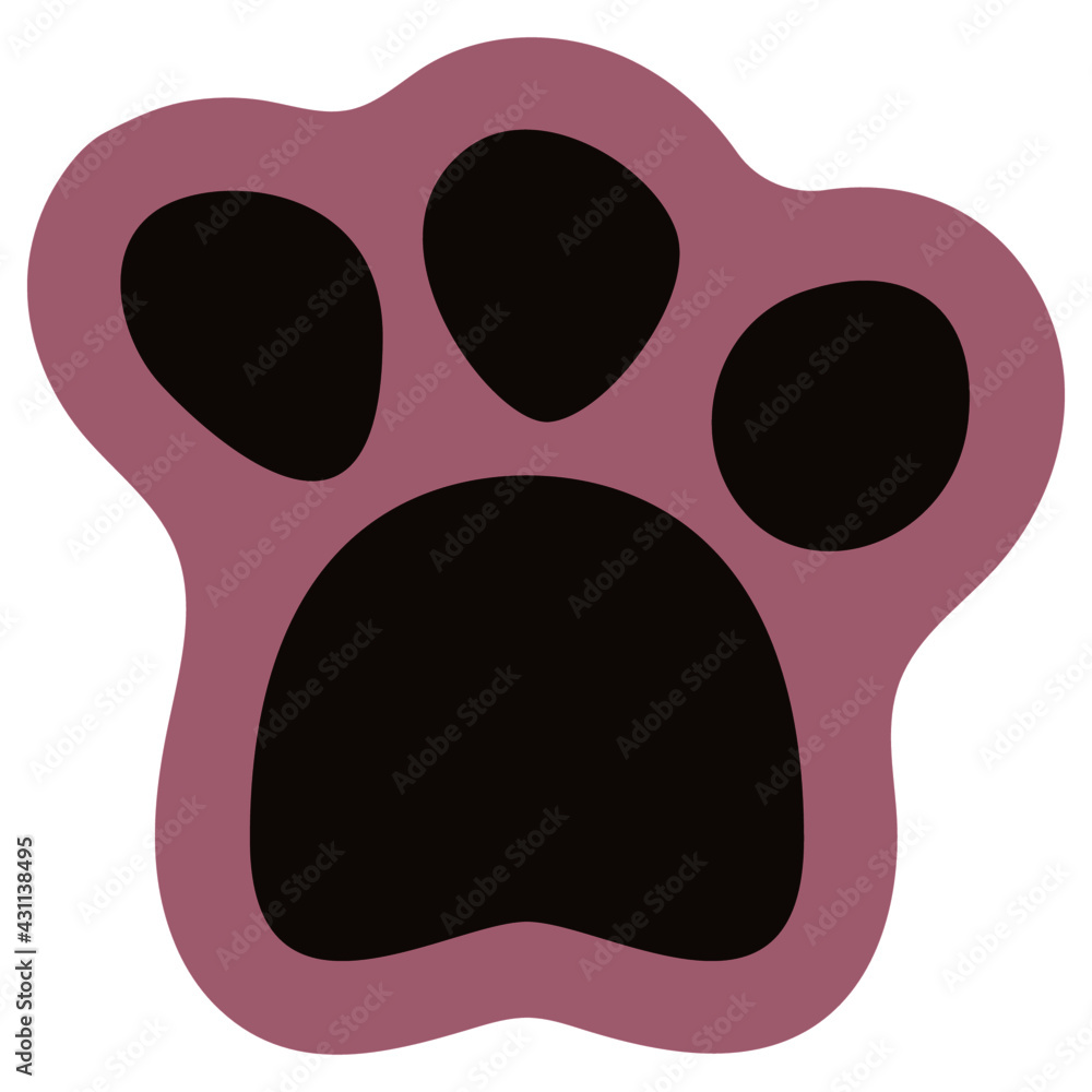 sign of a paw of a domestic dog in flat style. Pet shop icon. Vector illustration sign of a paw of a domestic dog in flat style. Pet shop icon. Vector illustration