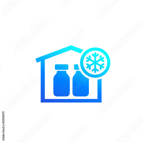 vaccine storage with a fridge icon on white