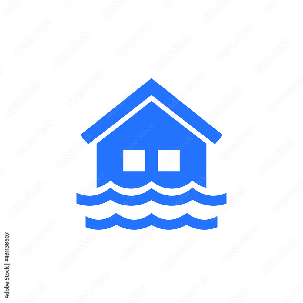 Flood icon with a house