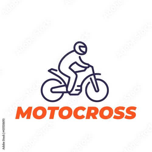 motocross line icon, rider on a motorcycle