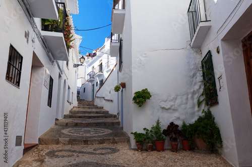Beautiful street in Frigiliana, Andalusia, Spain