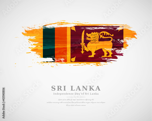 Happy independence day of Sri Lanka with artistic watercolor country flag background