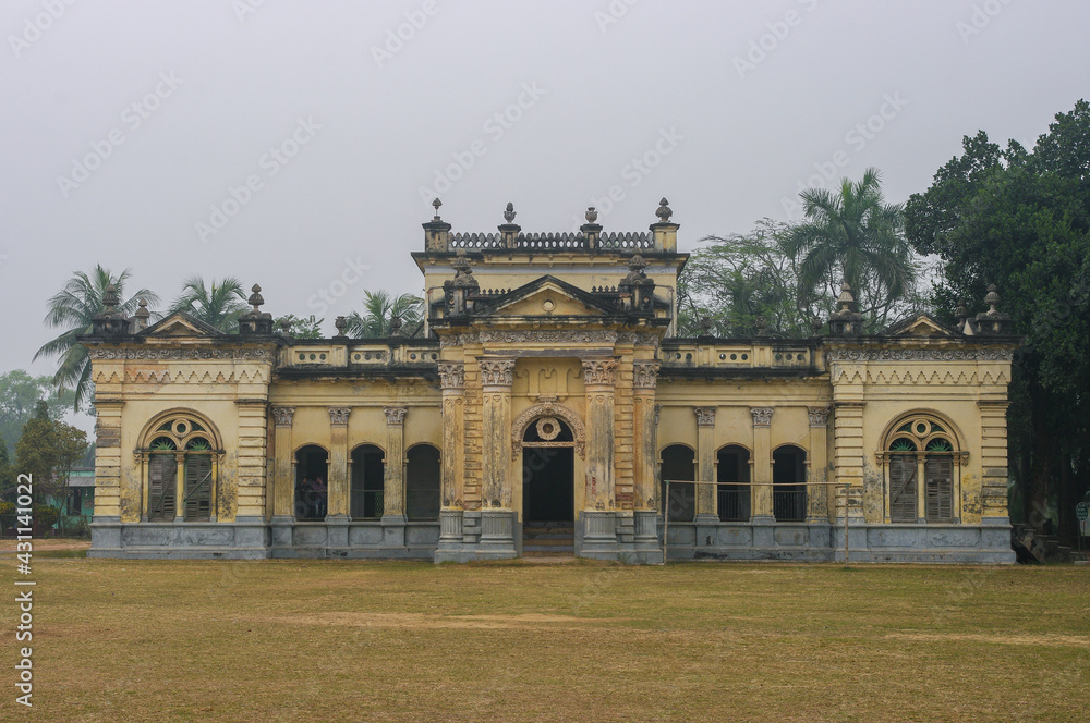 Landscape view of landmark historical rajbari or royal palace in Natore, Rajshahi, Bangladesh