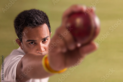 Cricketer, Bowler with a bowl at the field	
