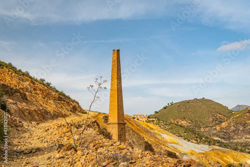 Chimney of the abandoned Mines of Mazarrón. Murcia region. Spain photo