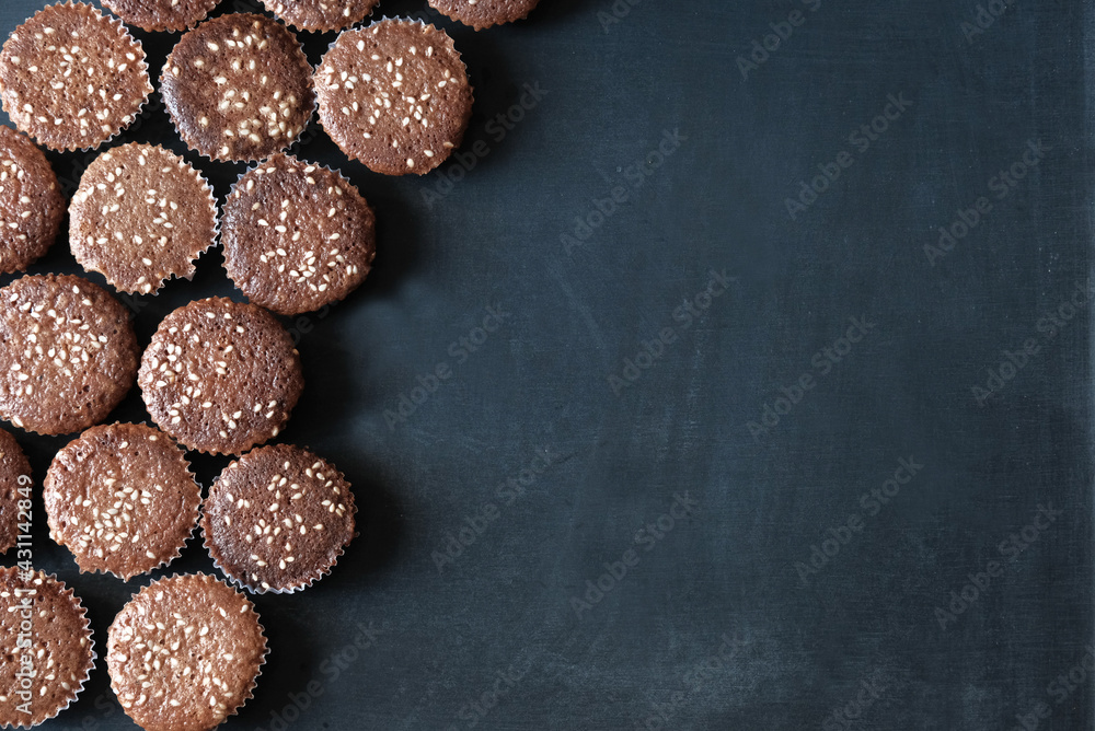 brownie cookies in dark background brownie cookies in dark background
