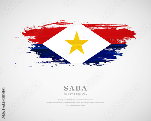 Happy saba day with artistic watercolor country flag background