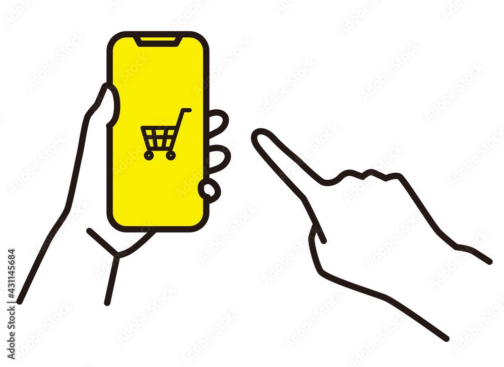 Obraz premium シンプル イラスト スマホ決済する人