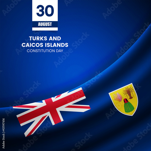 Creative Turks and Caicos Islands flag on fabric texture. Vintage style constitution day background