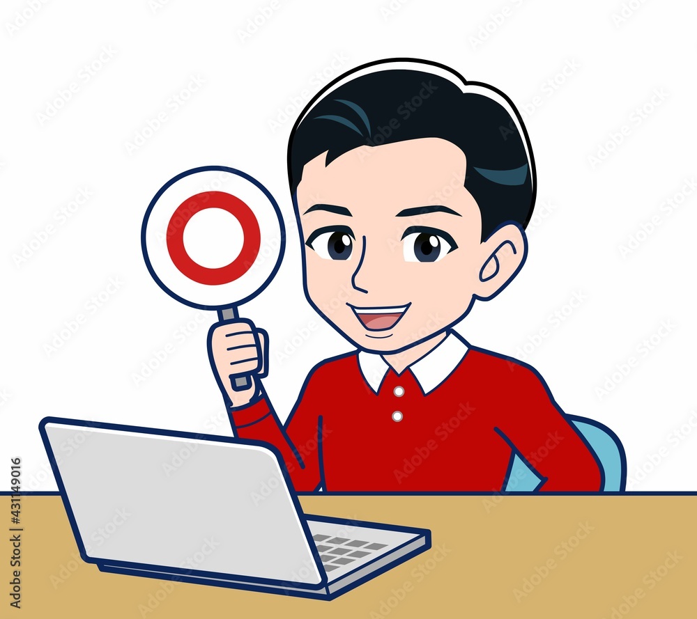 赤い服を着た若い男性