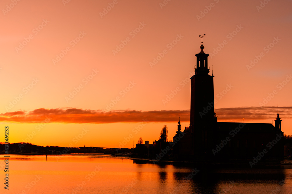 Stockholm City Hall at sunset - Sweden