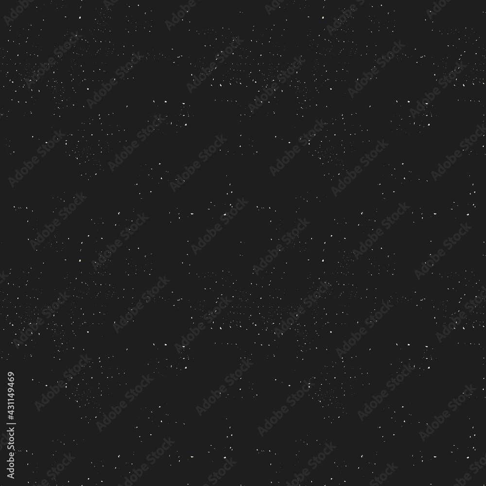 Abstract seamless pattern of small white particles on a black background. Starry sky. Dust texture. Can be repainted. Geometric seamless pattern for your design. Stock vector illustration.