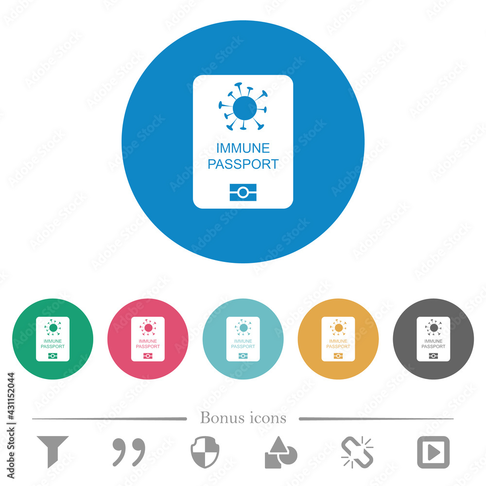 Immune passport flat round icons Immune passport flat round icons