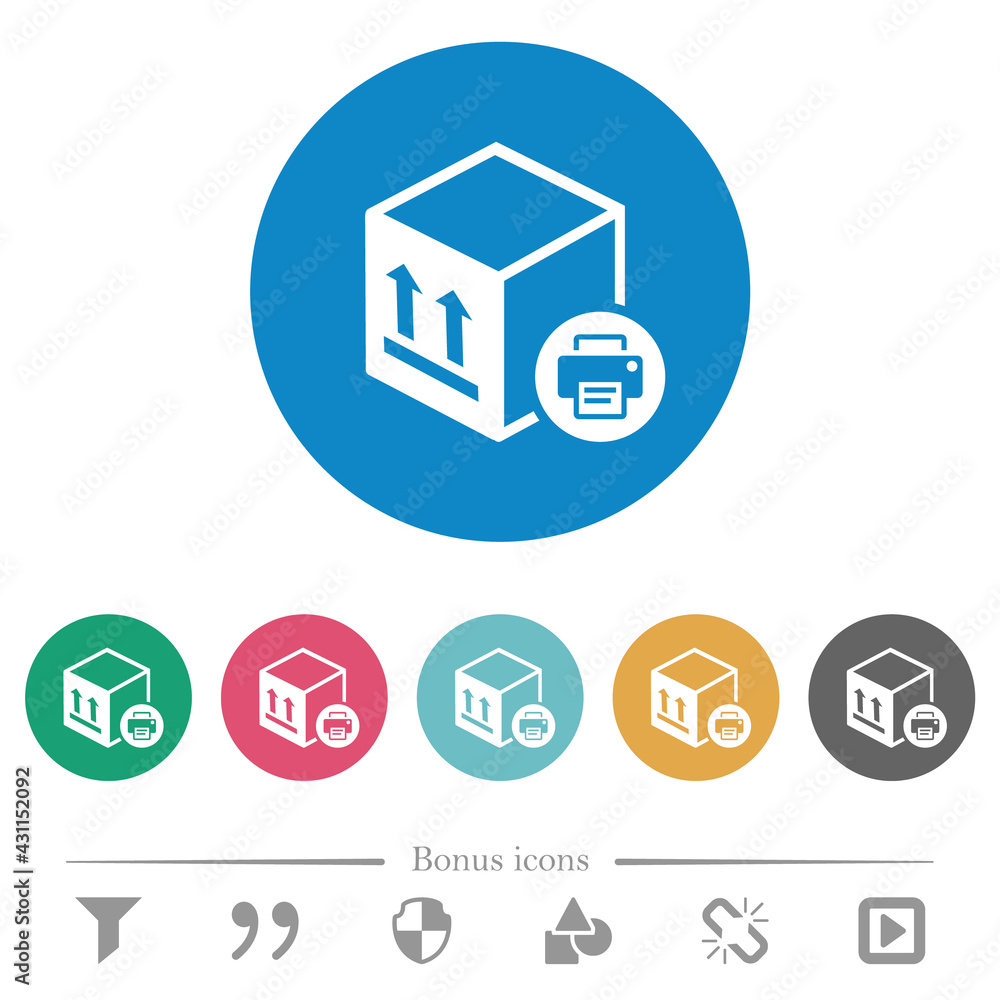 Print package information flat round icons Print package information flat round icons
